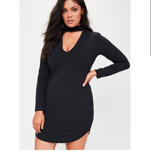 Missguided Choker Neck Curve Hem Mini Dress - 20 - Picture 2 of 6